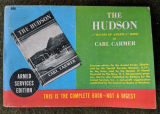 The Hudson By C Carmer,  806,  Armed Services Edition,  Wwii