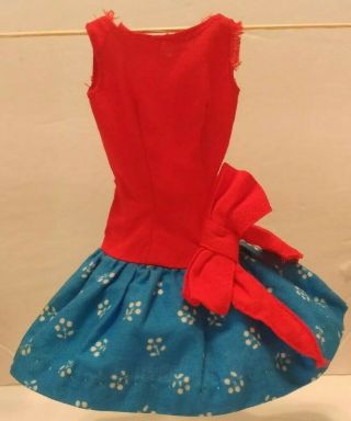 Vintage Barbie By Mattel Pak Best Bow Dress Authentic 1960s Red Blue White