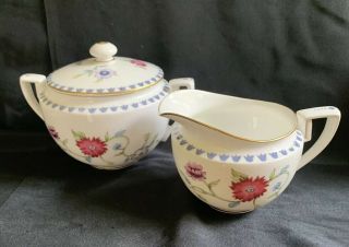 Vintage Royal Worcester Patricia Pattern Creamer And Sugar Bowl Fine Porcelain