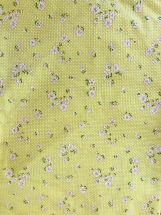 Vintage Sunshine Yellow Floral Flocked Dotted Swiss Cotton Fabric 3.  5yards X 44 "