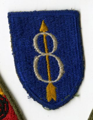 Wwii 8th Infantry Division Flat Top White Back Patch Normandy Europe