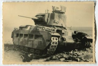 German Wwii Archive Photo: Destroyed British Matilda Ii Tank