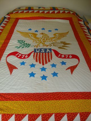 Vintage Handmade Bicentennial Quilt 2