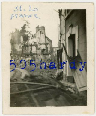 Wwii Us Gi Photo - 28th Infantry Division Convoy St.  Lo Saint - Lô France 1944 5