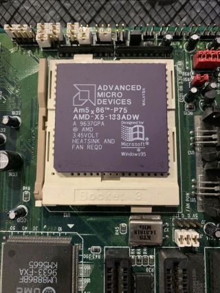 Vintage 486 Motherboard 16mb Ram AMD X5 - 133adw Cpu M919 PC Chips Elpina V3.  4B/F 2