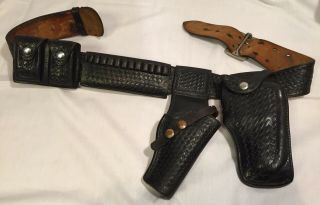 Vintage Pistol Gun Belt Safety Speed Holster Montebello California Cop Police