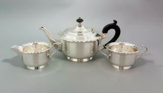 Antique Edwardian Silver Plate 3pc Coffee Tea Set Mappin & Webb Ebony Handle
