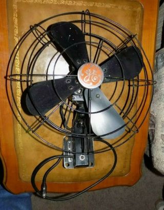Vintage General Electric Ge 12 " Two Speed Swivel Wall Mount Steampunk Fan