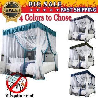 4 Corners Post Royal Luxurious Cozy Drapes Bed Canopy Bed Curtains Bed,  Frame