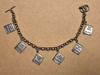 Book Sterling Silver Literature Vintage Charm Bracelet - Austen Twain Gatsby 3