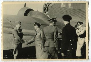 German Wwii Archive Photo: Luftwaffe Officers & Junkers Ju 52 Aircraft