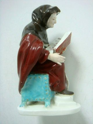 DERBY PORCELAIN RARE EARLY FIGURE OF A SEATED MONK READING BIBLE C1770 11