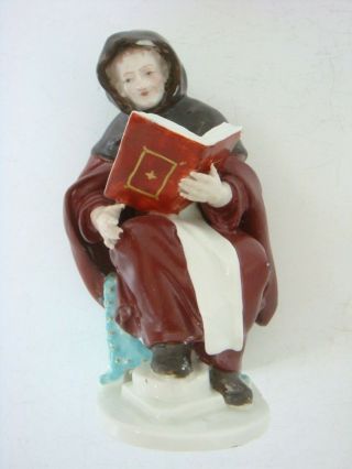 Derby Porcelain Rare Early Figure Of A Seated Monk Reading Bible C1770