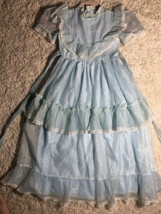 Jill Lynn Frilly Lt Blue Dotted Swiss R6 Girl ' s Dress Full Length 80’s 3