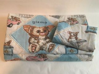 Vintage Gizmo Twin Bed Sheet Set Flat Fitted Pillow Case Mogwai Gremlins Movie