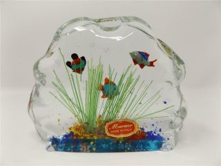 Vintage Murano Aquarium Glass Art Block Paperweight