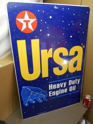 Vintage " Texaco Ursa Engine Oil " Service Station 2 Sided Sign 36 X 24