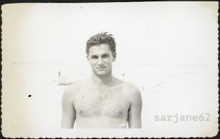 Handsome Shirtless Hottie Man With Bedroom Eyes Vintage Gay Int Photo