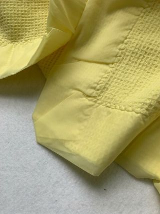 Vintage Baby Morgan Blanket Butter Yellow Thermal Waffle Weave Made In USA 5