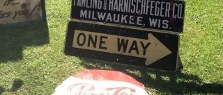 Very Rare Vintage One Way Sign Black Lettering On White