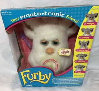 Vintage Tiger Furby " Your Emoto - Tronic Friend " Interactive Toy White Cream