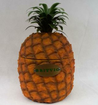 Vintage Large Britvik Pineapple Ice Bucket Retro Bar 1960s Kitsch 7