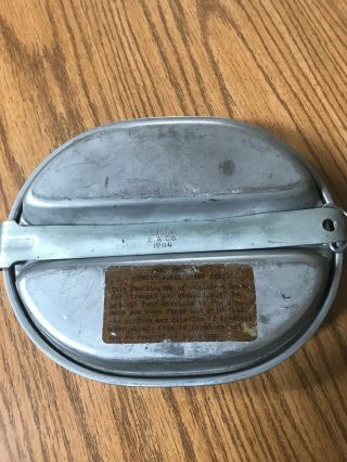 Wwii Mess Kit With Label Attached Dated 1944