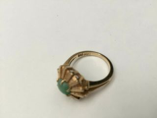 Estate vintage 14k solid gold and jade ring size 6 3