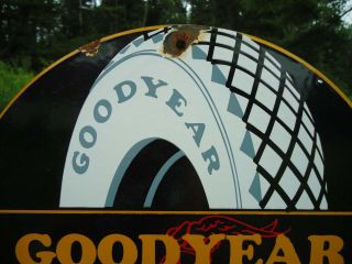 VINTAGE 1930 ' S GOODYEAR AIRPLANE TIRES PORCELAIN METAL SIGN 3