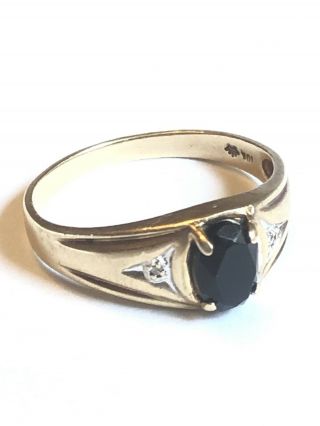 Vintage 10k Gold Onyx W/ Tiny Diamond Chip Mens Ring Size 11.  5 - 3.  5 Grams