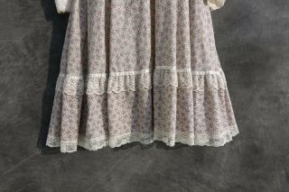 GUNNE SAX Vintage Edwardian Prairie Boho Dress W/ POCKETS Sz 9 Lace Satin Floral 4