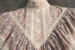 GUNNE SAX Vintage Edwardian Prairie Boho Dress W/ POCKETS Sz 9 Lace Satin Floral 6