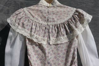 GUNNE SAX Vintage Edwardian Prairie Boho Dress W/ POCKETS Sz 9 Lace Satin Floral 8