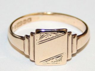 Vintage Ladies 9ct Gold Art Deco Style Signet Ring Circa 1940 
