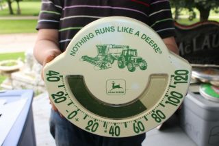 Vintage John Deere Tractor Farm Gas Oil 11 " Thermometer Sign Nice/works
