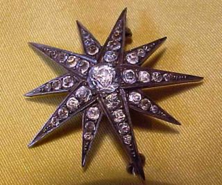 TWO ANTIQUE STAR DESIGN RHINESTONE BROOCHES OF GOOD QUALITY = PROBABLY EDWARDIAN 2