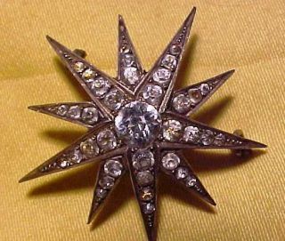 TWO ANTIQUE STAR DESIGN RHINESTONE BROOCHES OF GOOD QUALITY = PROBABLY EDWARDIAN 3