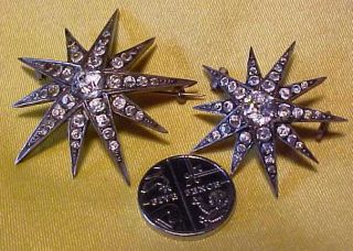 TWO ANTIQUE STAR DESIGN RHINESTONE BROOCHES OF GOOD QUALITY = PROBABLY EDWARDIAN 7