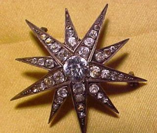 TWO ANTIQUE STAR DESIGN RHINESTONE BROOCHES OF GOOD QUALITY = PROBABLY EDWARDIAN 8