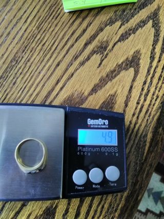 Vintage 14 K Gold Mens Ring With 3 Diamonds.  Size 11.  25