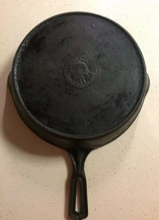 Vintage Wapak Hollow Wear Cast Iron Skillet / Indian Head / With Heat 2