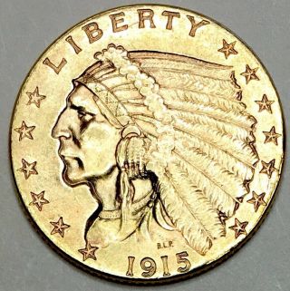 1915 2 1/2 Dollar Gold Indian Flawless Gem Bu,  Rare As It Gets Wow Coin 5486