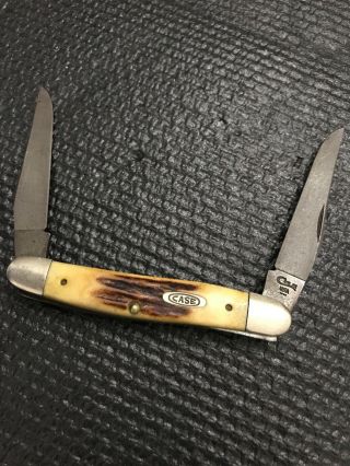 Ntsa Vintage Case Xx Muskrat 4 Dot Damascus Steel Stag Handle 1986 Knife 2 Blade