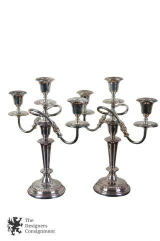 Vintage Ornate Art Nouveau Style Candelabra Candlesticks Silver Plate Art S.  Co 3