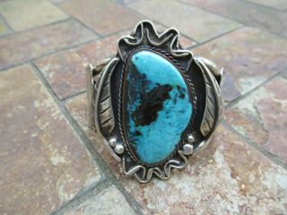 Vintage Sterling Silver & Turquoise Southestern Cuff Bracelet; 77 Gtw