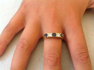 Vintage 18 Ct Yellow Gold Sapphire And Diamond Ring