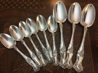 1847 Rogers Bros Vintage Silver Plate Grape Pattern 3 Large Spoons 6 Teaspoons