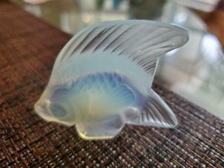 Vintage Lalique White Opalescent Signed Fish - Perfect