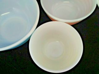 RARE Vintage Pyrex Stripes Mixing bowl full set 401 402 403 yellow pink blue 7
