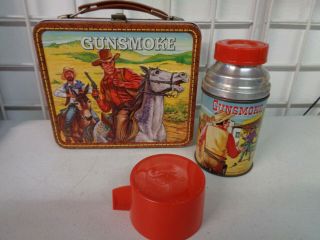 Vintage 1972 Aladdin Gunsmoke Metal Lunchbox Complete W/ Thermos